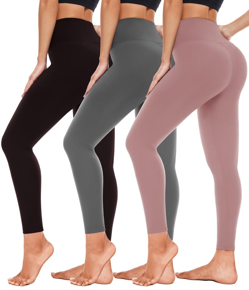 Hi Clasmix Leggings for Women 3 Pack Black Gray Pink-High Wasited Tummy Control Yoga Pants Clothing for Spring Summer Thermal Warm No-Waterproof Winter Christmas Fleece Fall Hot Insulated S-M - Image 1